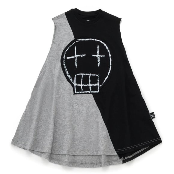 nununu Other - nununu Half and Half Skull Stretch 360 Skull Face Sleeveless Dress Split Front